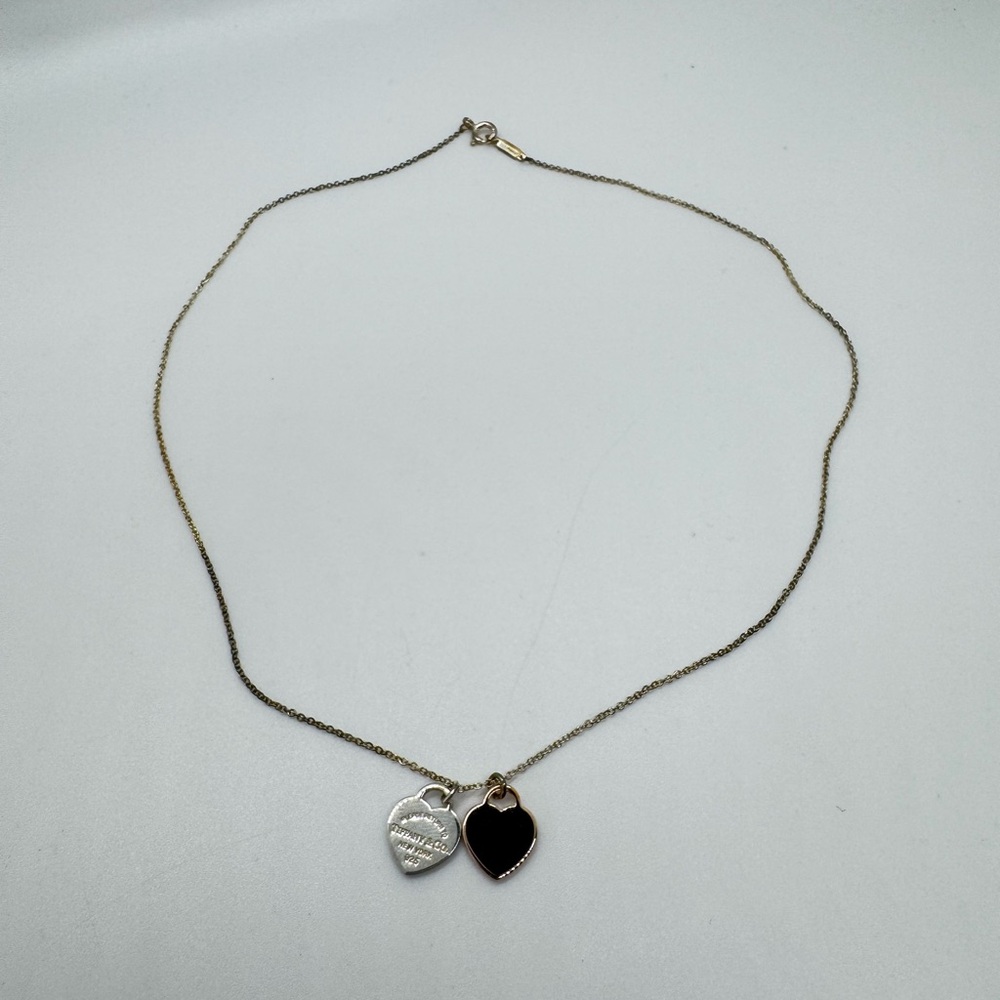 Tiffany & Co Return to Tiffany Double Heart Necklace Silver 925 Rubedo Metal New - Picture 5 of 12